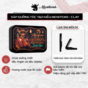 Sáp vuốt tóc Menitems, sáp dưỡng tạo kiểu Clay, giúp tạo nếp giữ kiểu tự nhiên hương thơm lôi cuốn 50Gram