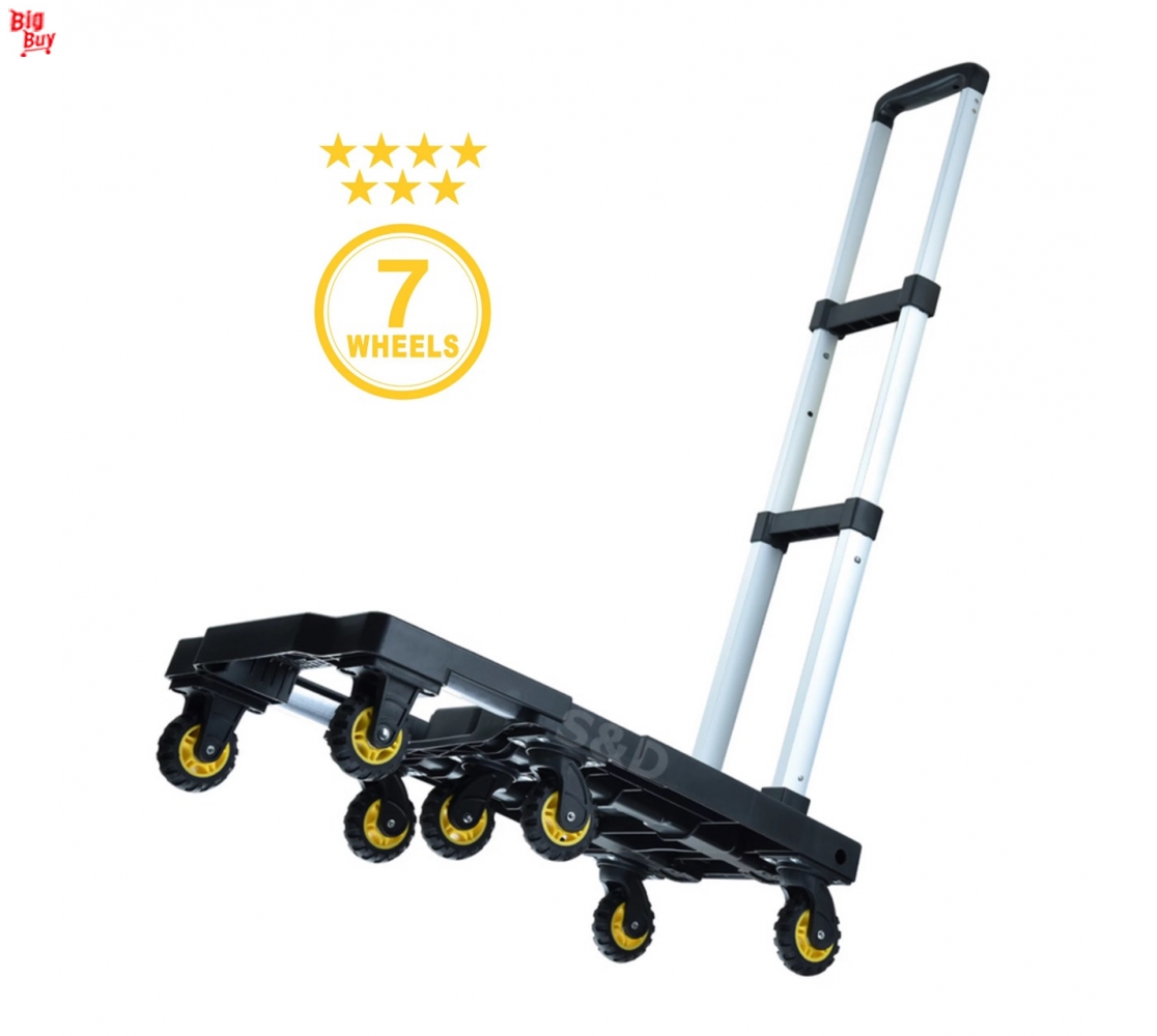 [7 BÁNH] [2IN1] Xe đẩy hàng - kéo hàng đa năng 7 bánh S&D VT270 kéo dài sàn,tải max 150kg,KÈM 2 dây chun móc