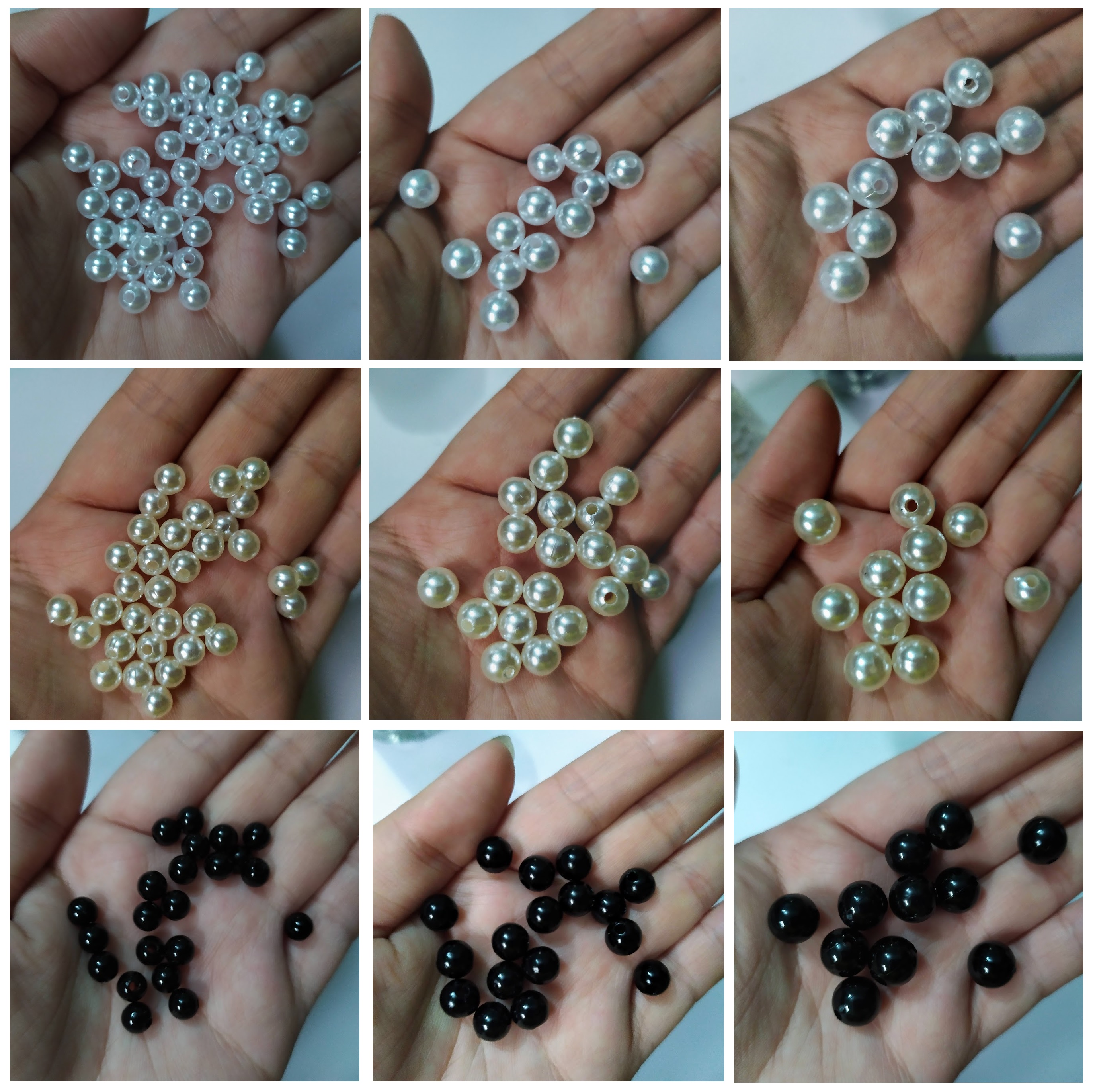 100gr hạt bẹt trắng/kem/đen size 6/8/10mm - Nguyên liệu handmade
