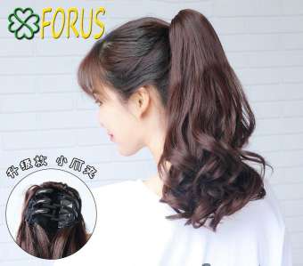 Tóc giả ngoạm lửng xoăn 40cm N163, màu [nâu đen 4#] tóc giả nữ