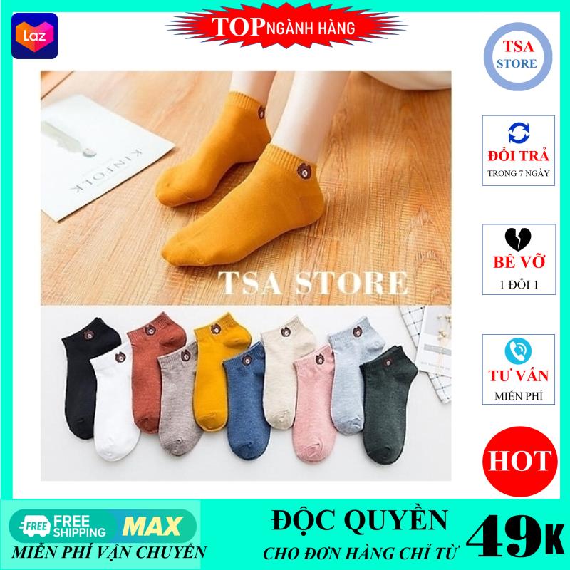 Tất gấu cổ ngắn hình gấu brown đủ màu tsa store