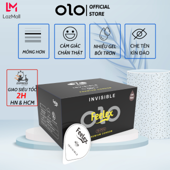 Bao cao su nam OZO Feelex Invisible Cool siêu mỏng, bạc hà mát lạnh - Phiên bản mới 2022