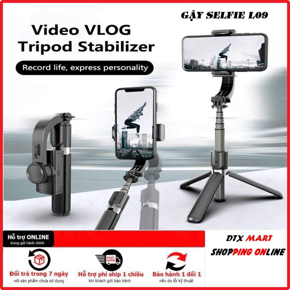 Gậy chụp ảnh - Gimbal chống rung Stabilizer L09 Có Đèn Led Chống Rung Cho Smartphone Live Tiktok - Facebook - Quay Phim Chụp Ảnh  Ổn Định Hình Ảnh Đẹp Sắc Nét