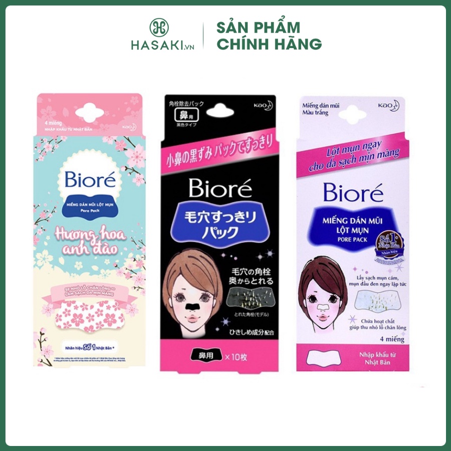  Miếng Dán Mũi Lột Mụn Bioré Than Hoạt Tính Hương Anh Đào  4 Miếng  Hasaki Sản phẩm chính hãng 