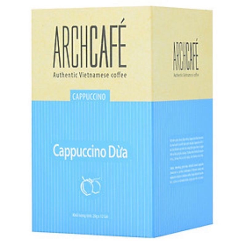 Cafe Cappuccino vị dừa Archcafe hộp 240g 12 gói 20g - cà phê vị dừa