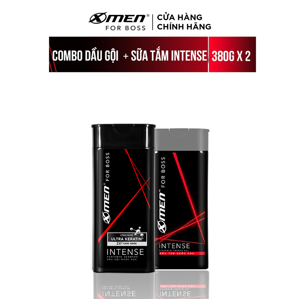 Combo dùng thử Dầu gội X-Men for Boss hương trầm đầy nội lực Intense với Ultra Keratin© mới 380g & S