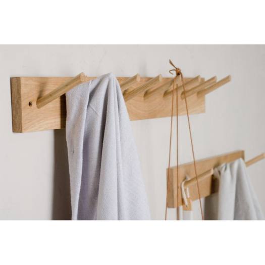 Móc Treo Quần Áo Gỗ Gắn Tường -Giá Treo Đồ Đa Năng Gỗ Thông Nhập Khẩu Gồm 6 Móc Treo