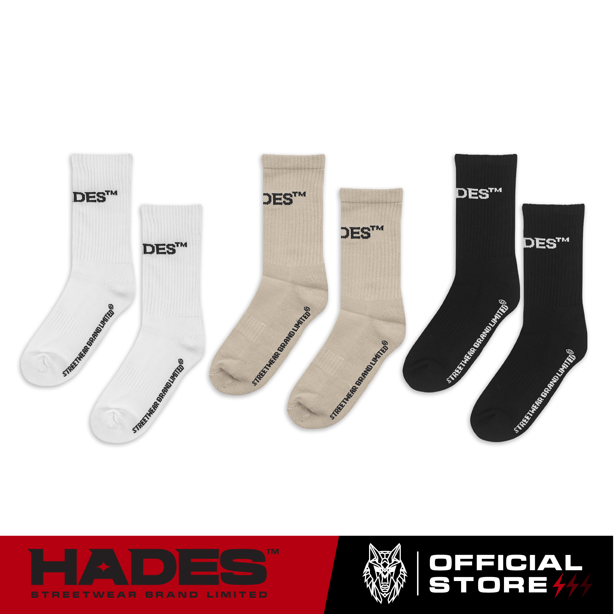 Vớ unisex 100% cotton logo socks - hades brand chính hãng