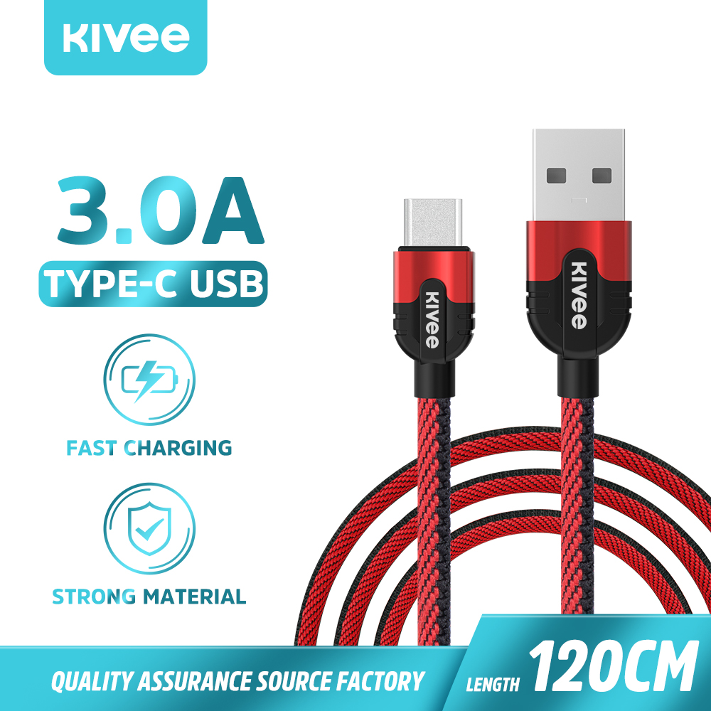 KIVEE nguyên bản 1.2m sạc nhanh 3A MAX sạc nhanh Cáp sạc tốc độ cao truyền dữ liệu dây cáp sạc dây sạc nhanh 3A TYPE-C Cáp sạc dây