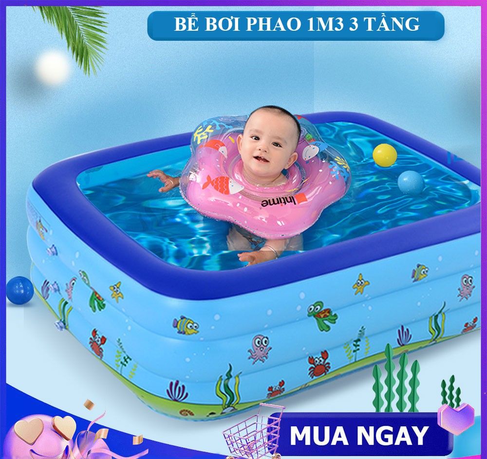 Bể bơi, phao bơi trong nhà hình chữ nhật 1m2, 1m3 , 1m5, 1m8, 2m1 | 2 tầng, 3 tầng loại dày