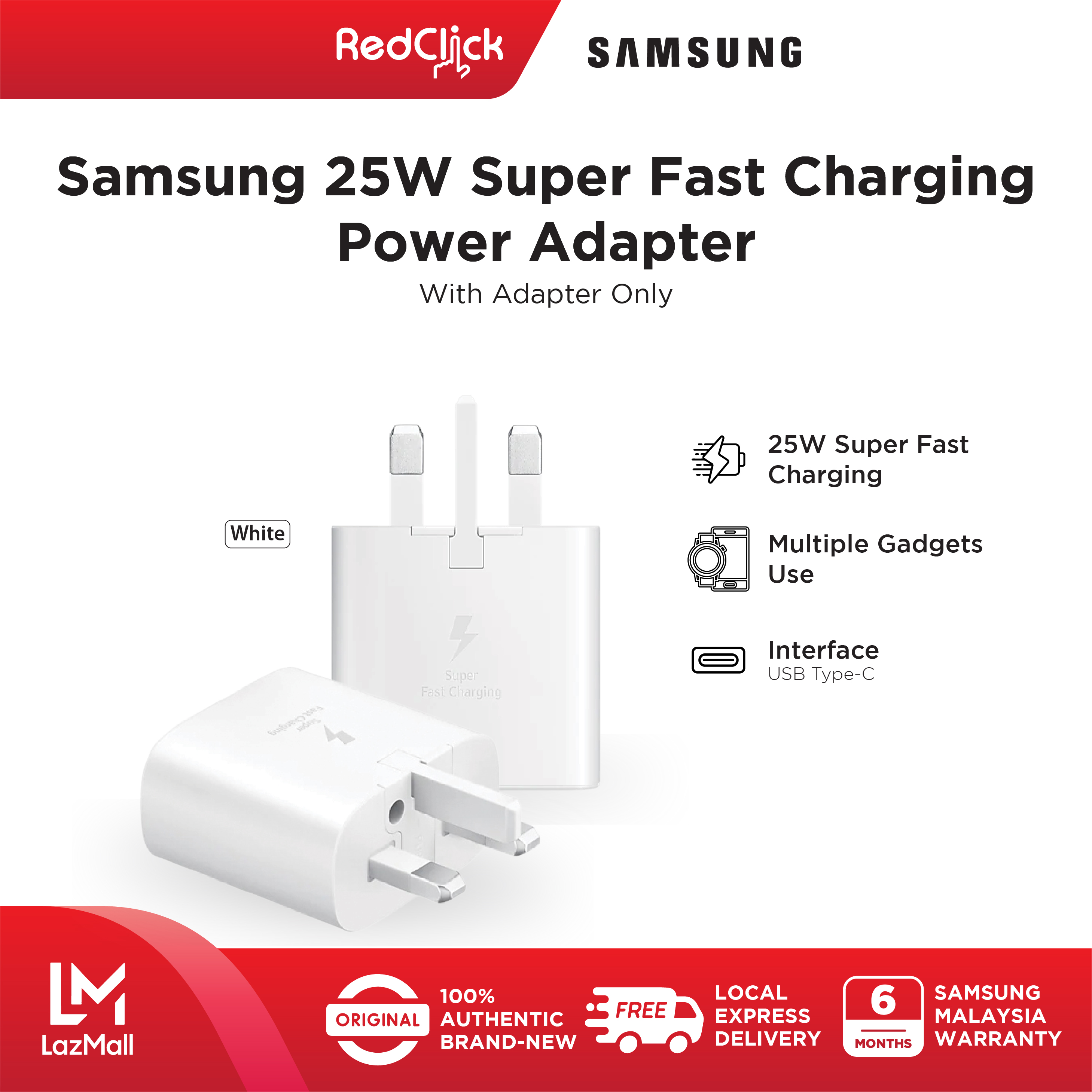 Samsung Super Fast Charging 45W / 35W / 25W / 15W Type-C to Type-C Travel Adapter Original Samsung Product
