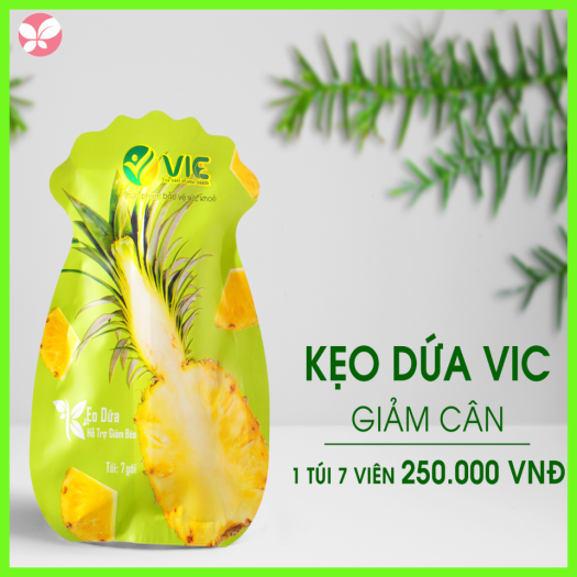 Kẹo dứa giảm cân VIC Organic - Giảm cân dứa - Mẫu mới 2021 - Gói 7 viên Chính hãng