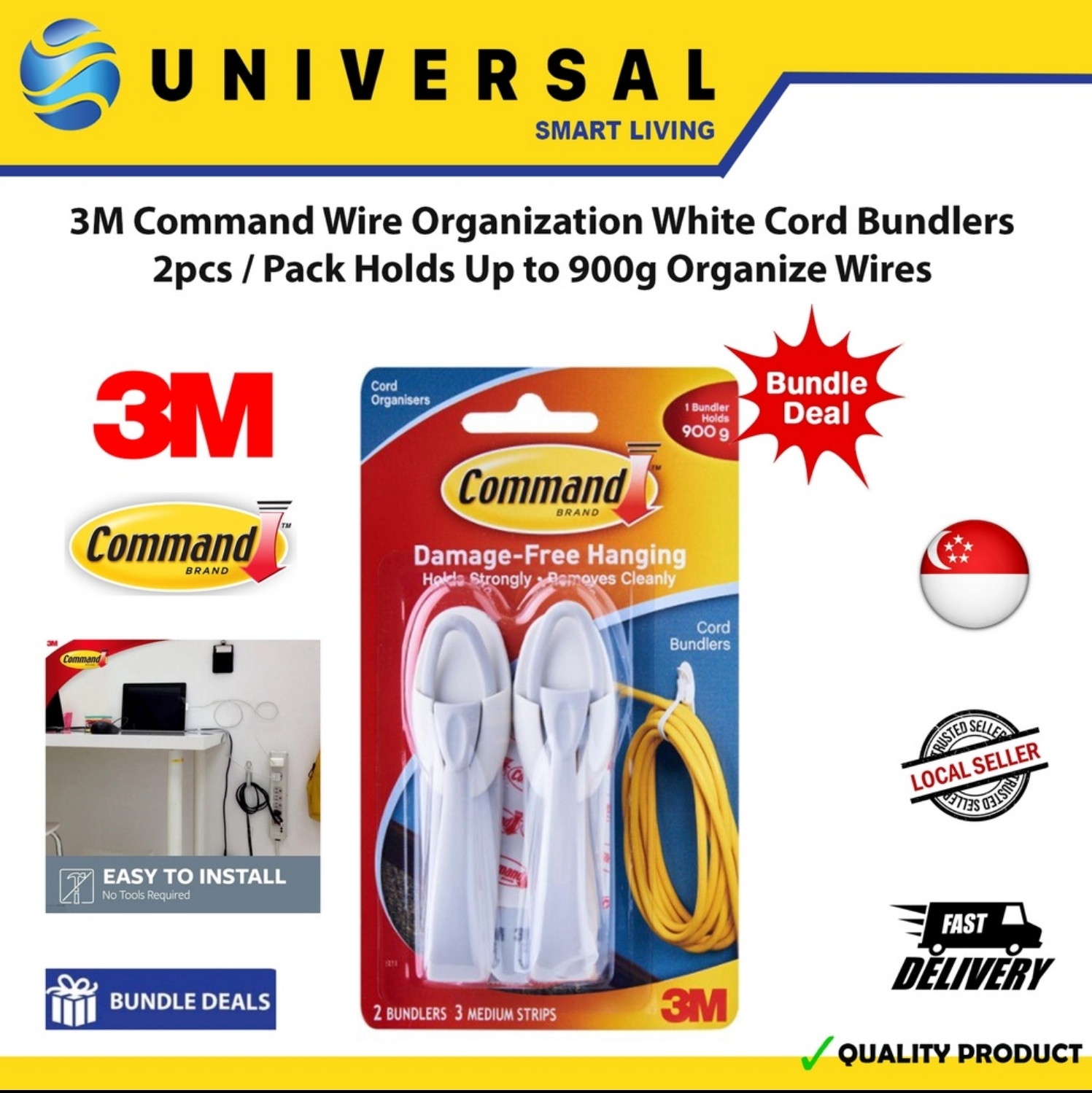 3M COMMAND CORD BUNDLER 17304ANZ, Cable Management Products