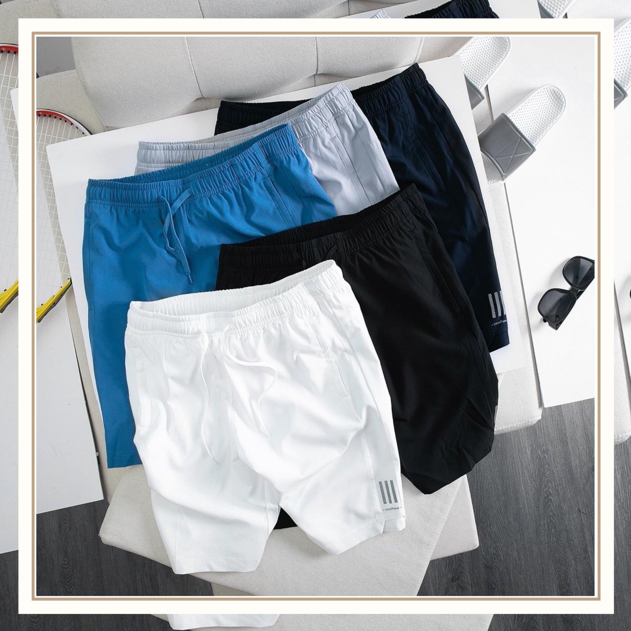 Quần short đùi nam vải dù gió thể thao co giãn cao cấp