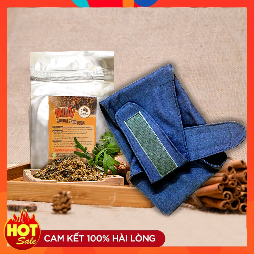 Combo 1kg Muối thảo dược + 1 Đai quấn bụng, giảm eo sau sinh