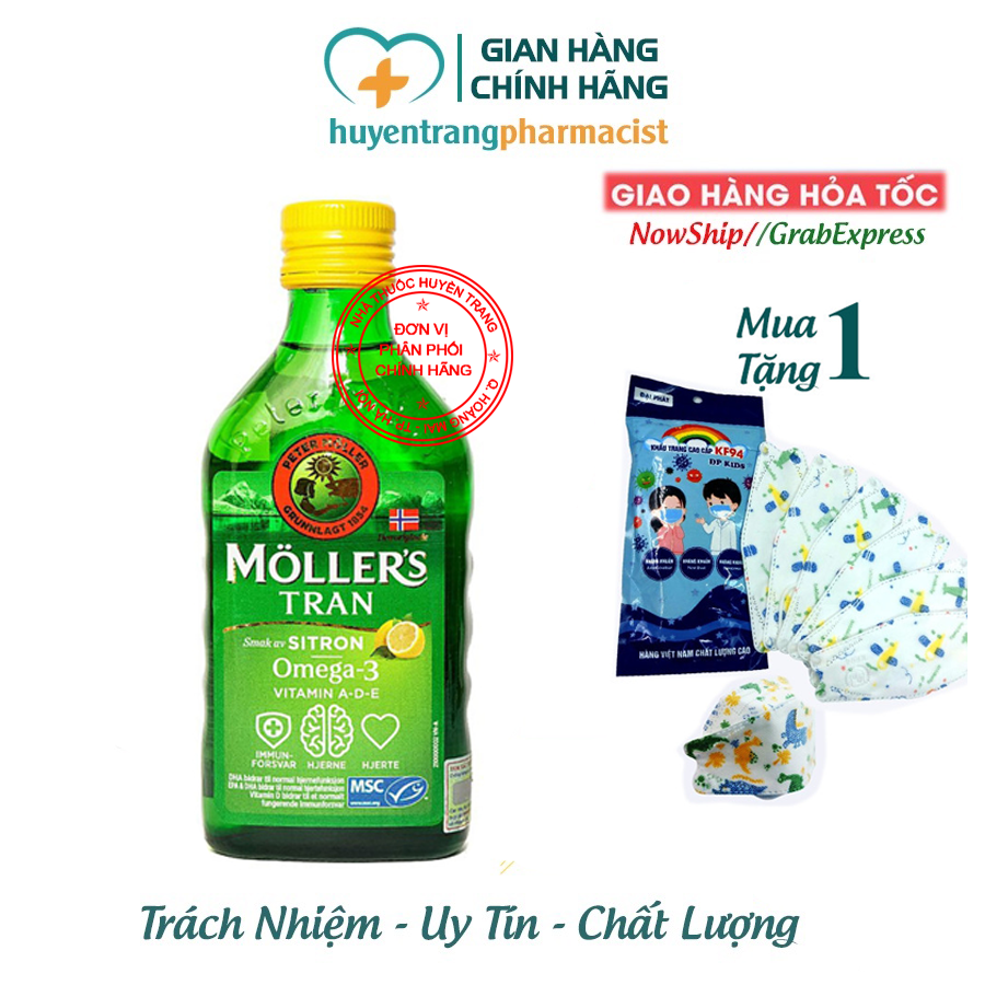 Dầu Gan Cá Tuyết Omega 3+DHA Moller'Tran Hương Chanh (Tặng quà xinh)