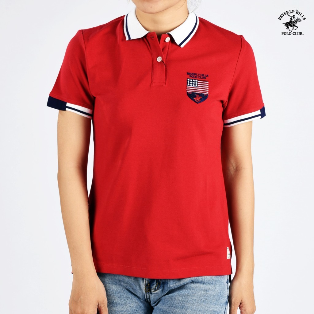Beverly hills polo club - áo polo ngắn tay nữ trendy đỏ đậm 2 dbk02- bhpc wapn0029