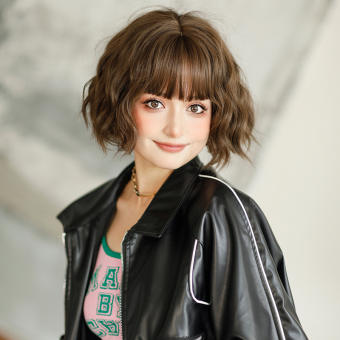 Tse Mới Nhân Tạo Tóc Giả tóc nữ ngắn lọn gợn sóng kín đầu Set Net Người Nổi Tiếng Sống Châu Âu Và Mỹ Head Set Tóc Giả D-136