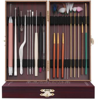 Bộ lấy ráy tai hộp gỗ chuyên nghiệp nhíp lấy ráy tai bộ ngoáy tai