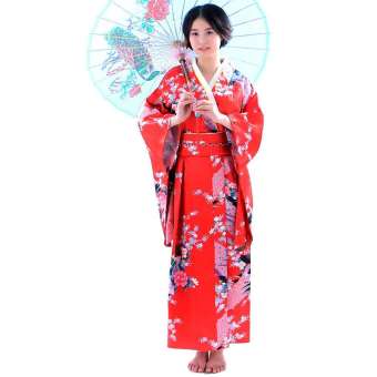 Nữ Phụ nữ Nhật Bản satin hoa dài Kimono Yukata Trang Phục Cosplay ảnh