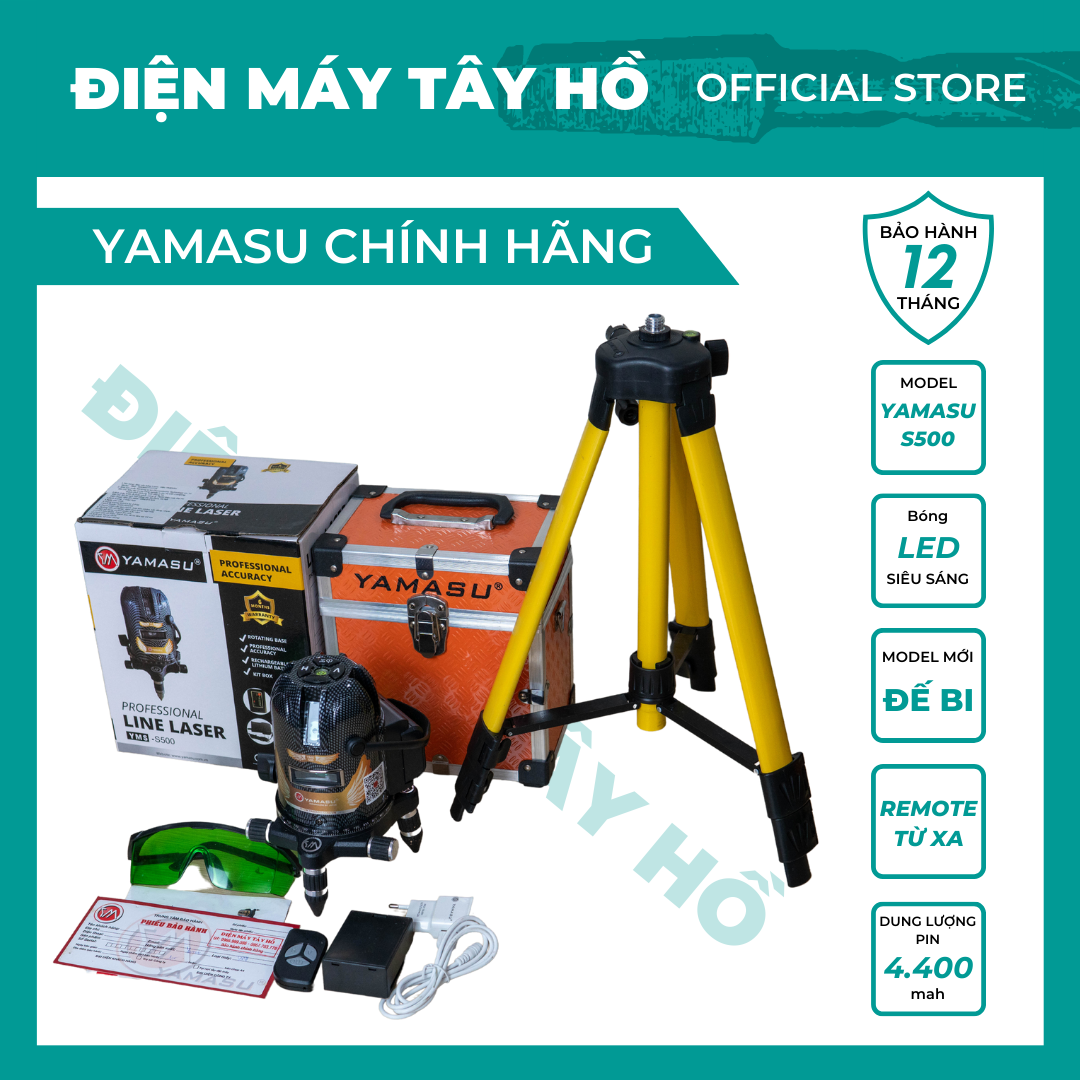 (VIDEO máy) Máy laser bóng LED siêu sáng YAMASU S500, chuyên sử dụng ngoài trời, tăng giảm tia sáng, kèm chân máy 1.2M