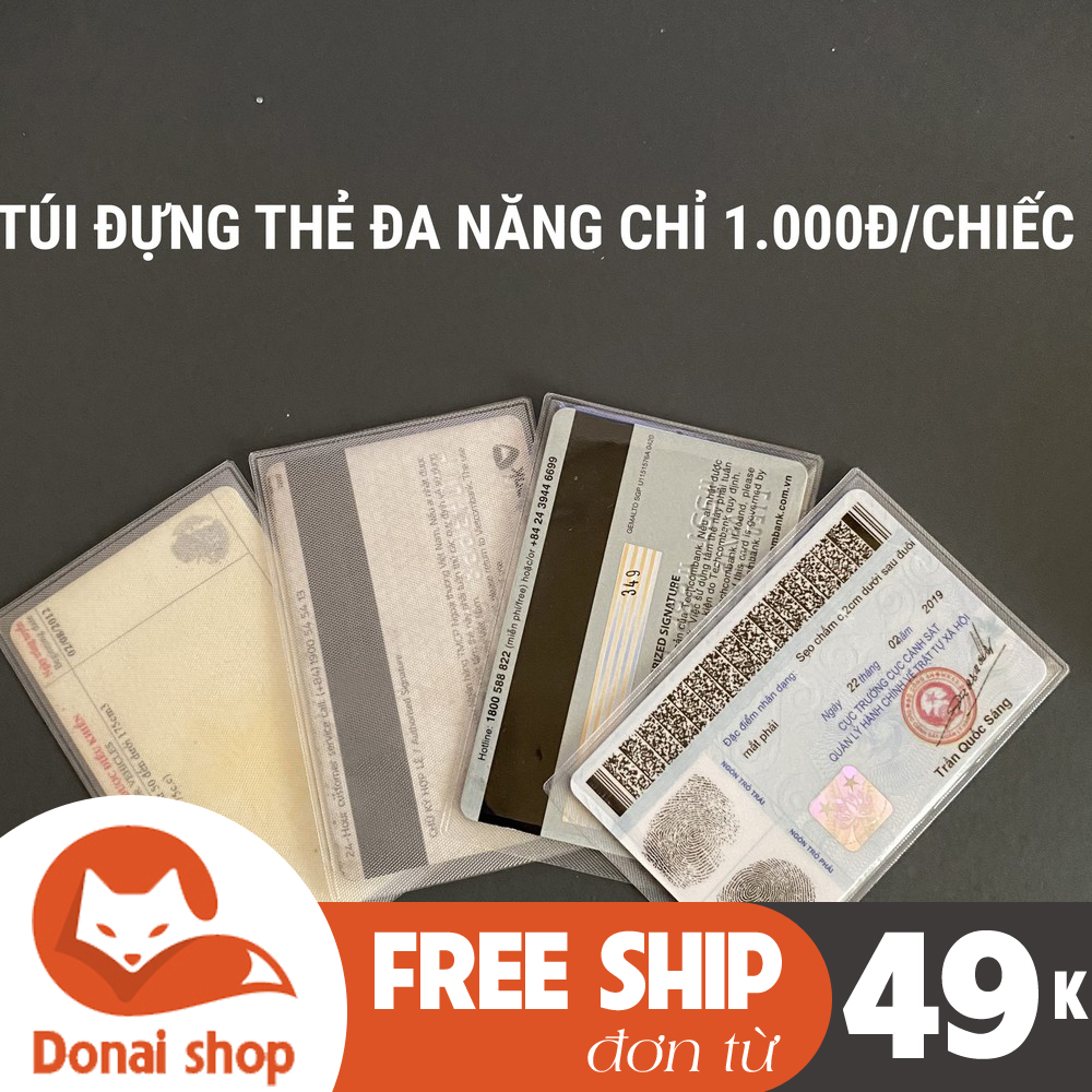 (Top 10 tiện ích cá nhân) Combo 10 Túi Nhựa Dẻo Trong Suốt PVC Đựng Thẻ ATM, Căn Cước Công Dân, Bằng Lái Xe, Card visit, thẻ tín dụng trong suốt tiện lợi chống thấm nước DSTCC82