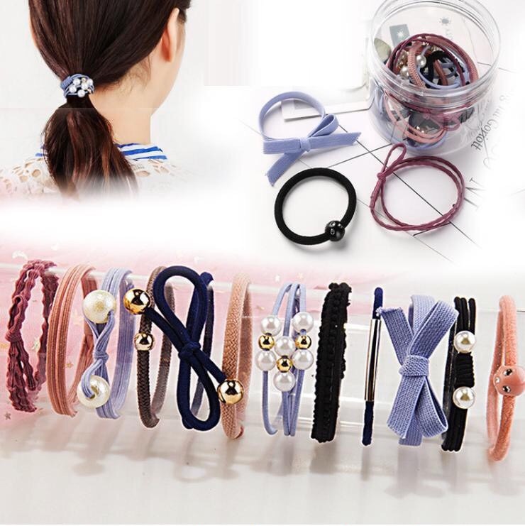 Set 12 Thun Buộc Tóc Kiểu Hàn Quốc Mix Nhiều Mẫu Dây Cột Tóc Nữ Phong Cách Trẻ Trung Hiện Đại