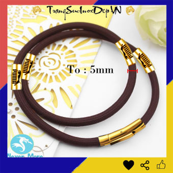 Dây chuyền dù thái 5ly màu nâu khóa vàng bọc khoen màu vàng khắc P vô cùng sang trọng và đẳng cấp