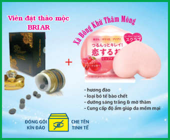 Viên đặt se khít vùng kín Briar tặng Xà Phòng  Tắm Cải Thiện Thâm Mông, Làm Sáng Da Pelican Nhật Bản Hip Care Soap 80g (che tên)