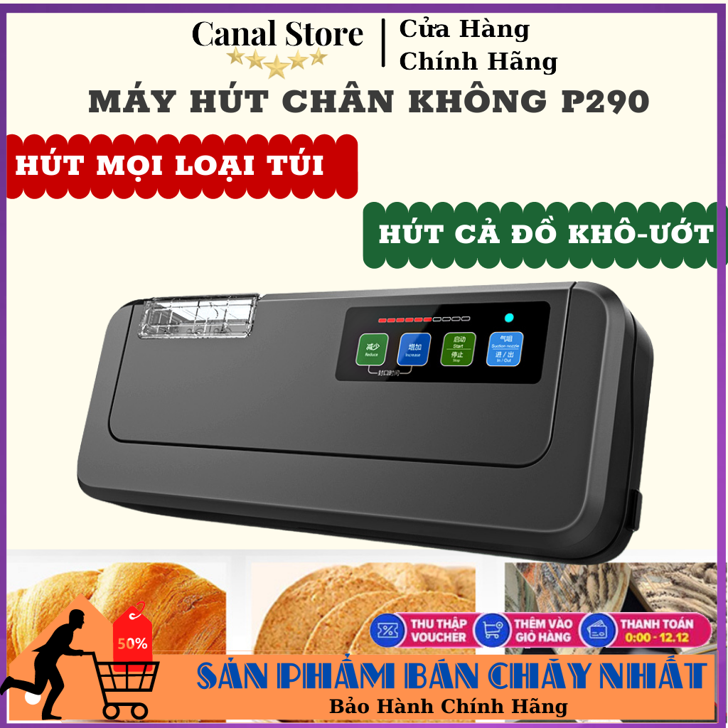 Máy hút chân không kaw p290,p280 máy hút chân không hàn miệng túi tự động bh 12 tháng