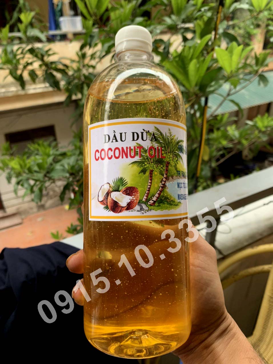 Chai to 1 lít -500ml - dầu dừa nấu thủ công nguyên chất mẹ nấu - vàng óng , thơm lừng