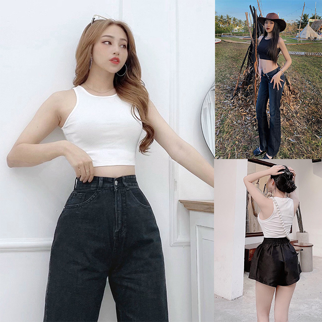 Áo Croptop Vải Cotton Cao Cấp Ba Lỗ Nữ Sát Nách Form Ôm Thun Co Giãn Thoáng Mát "ÁO 3 LỖ"