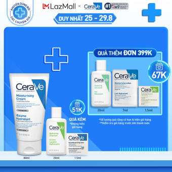 Bộ sản phẩm Cerave Kem dưỡng ẩm dành cho da khô và sữa rửa mặt làm sạch sâu dành cho da khô