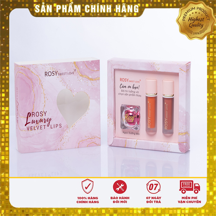 Son rosy luxury velvet lips combo son dưỡng môi rosy sweet love tự chọn màu son