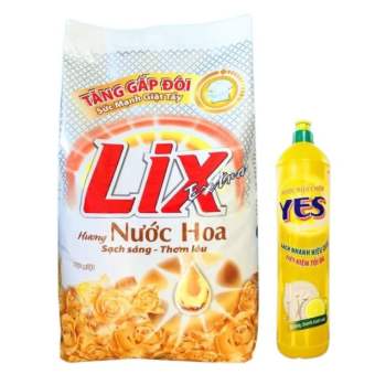 Bột giặt Lix hương nước hoa 5.5kg tặng nước rửa chén 750gr