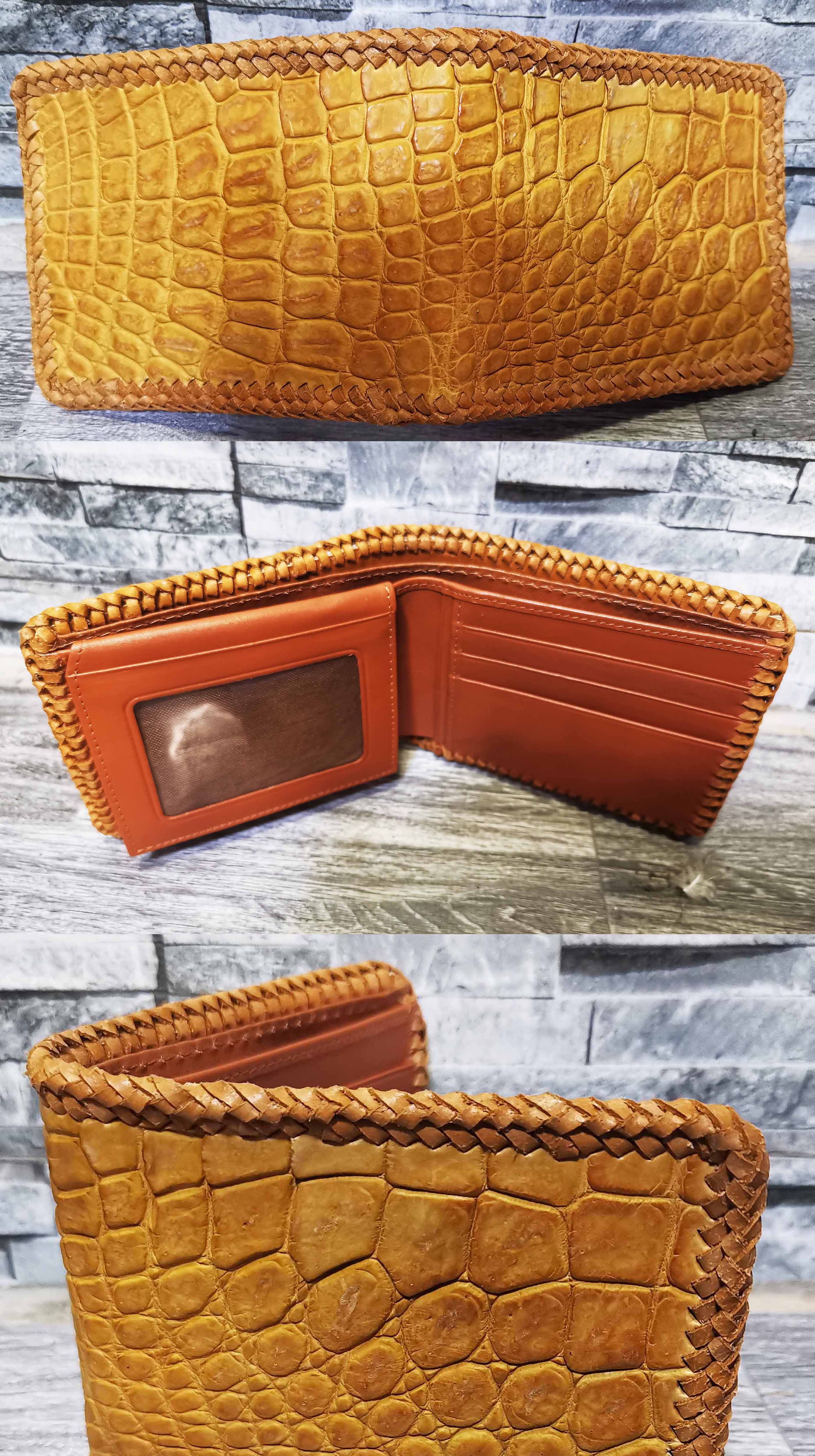 ร้านอันดับ1 หนังของแท้ เลือกซื้อเลือกชมได้ที่ร้าน BestCare กระเป๋าสตางค์หนังจระเข้ สีแทนสดใส ราคาโรงงานมาเอง ราคา 1,600 บาท*ส่งฟรี