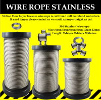 Twin Jean III 4-5-6-8-10-12mm 20 Meters Dia 304 Stainless Steel Wire Rope Cable Clip Silver Lifting/Pulling Wire Rope