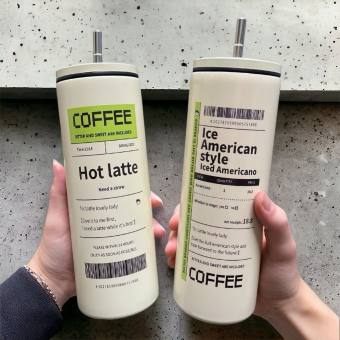 Ly giữ nhiệt hot latte inox 304 dung tích 600ml cao cấp không gỉ, cốc uống nước giữ nhiệt có ống hút an toàn tiện lợi mẫu mới 2024