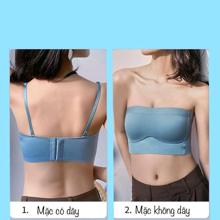 Áo ngực su non bản to mặc 2 kiểu có dây, không dây, chất su siêu mát