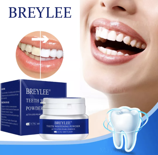 BREYLEE Bột Tẩy Trắng Răng Kem Đánh Răng Nha Khoa Dụng Cụ Răng Trắng Sạch Vệ Sinh Răng Miệng Bàn Chải Đánh Răng Gel Loại Bỏ Mảng Bám Vết Bẩn Teeth Whitening White Pearl Powder 30G