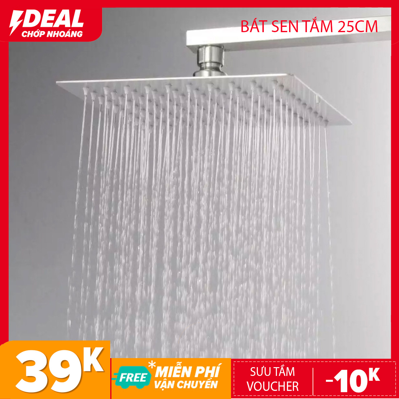 Bát sen tắm inox SUS 304 vuông 20cm, bát sen vuông, bát sen tắm đứng - ĐẢM BẢO TẮM CỰC ĐÃ - NHƯ TẮM MƯA NHÉ