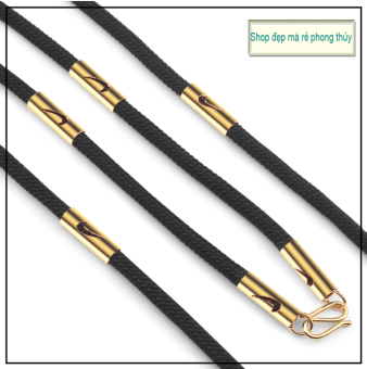 DÂY CHUYỀN DÙ ĐEN BỌC KHOANH INOX MẠ VÀNG