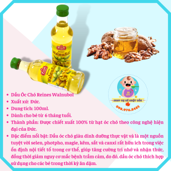 Dầu Óc Chó Kunella Đức 100ml - Dầu Ăn Dặm Cho Bé Từ 6m+