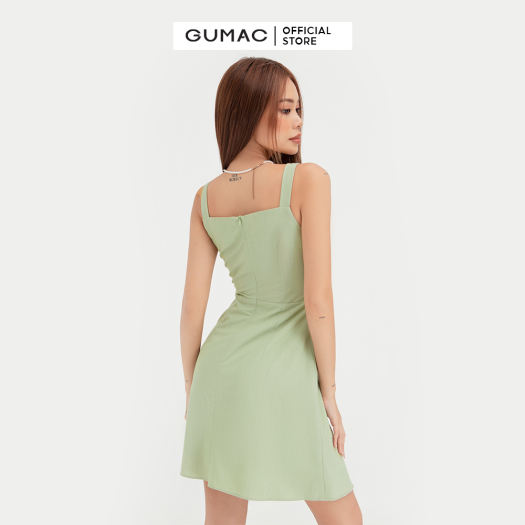 Váy đầm nữ đẹp kiểu dáng 2 dây phối túi thời trang GUMAC mẫu mới DB420, màu  xanh trẻ trung cá tính, chất liệu Cotton Mịn - Đầm, váy nữ | ThờiTrangNữ.vn