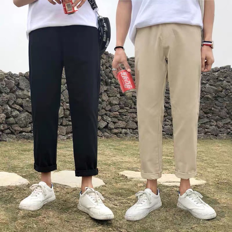 Quần kaki nam nữ ống suông basic sắn ống baggy sành điệu hot trend 1red shop
