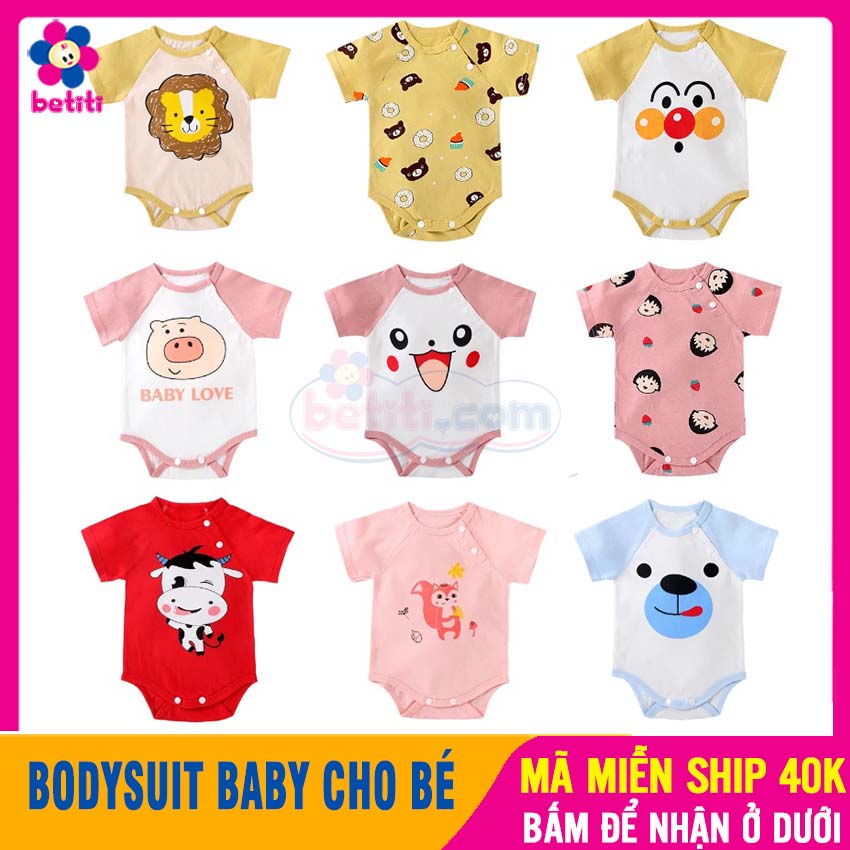 Áo liền quần tay ngắn bodysuit baby họa tiết hoạt hình dễ thương cho bé sơ sinh từ 6-11kg - body cho bé, body suit cho trẻ sơ sinh, áo liền quần sơ sinh, body cho bé gái, body dính liền trẻ em, body cộc tay - bodysuit baby - betiti