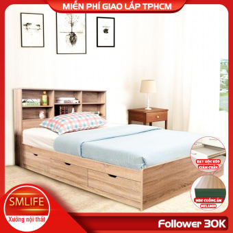 Giường ngủ gỗ hiện đại SMLIFE Selena  Gỗ MDF dày 17mm chống ẩm  D205cm x R165cm x C110cm