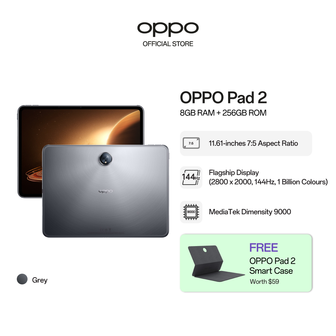 OPPO Pad 2 Tablet 8GB 256GB Dimenisy 9000 Octa Core 11.61'' 144Hz LCD  Display 13MP Camera