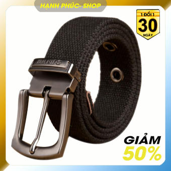 Thắt lưng nam vải bố  dây nịt nam vải bố chất liệu navas đầu kim lọai đen bóng dài 120cm .
