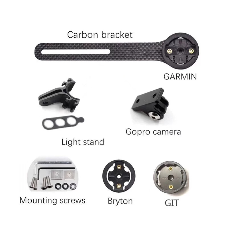full carbon fiber for Garmin/bryton/cateye/igpsport Bicycle bike Computer support holder+GoPro Motion Camera Bracket+Lamp holder ราคา 212 บาท*ส่งฟรี